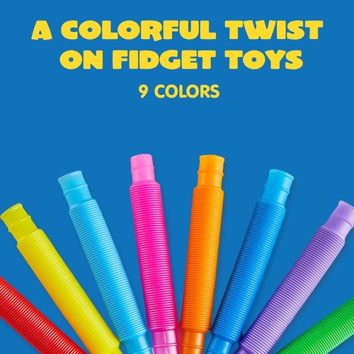 JOYIN 18 Pack Pop Tubes | Sensory Fidget Toys for Kids - 9 Vibrant Colors for Creative Learning & Fun