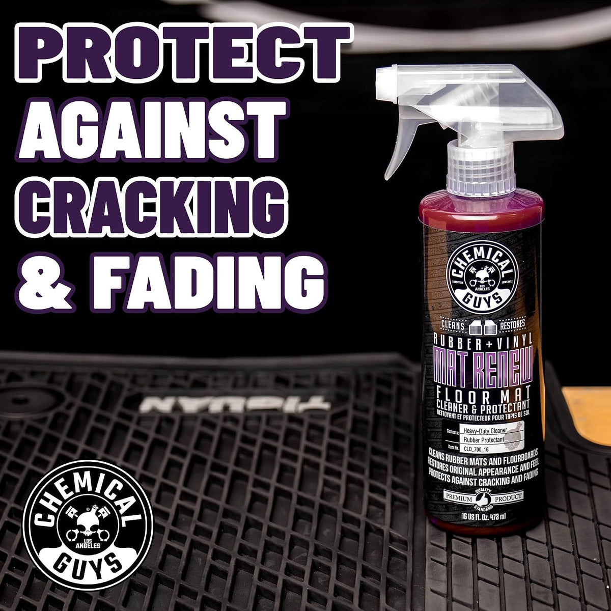 Chemical Guys Rubber and Vinyl Floor Mat Cleaner and Protectant, 32 oz | For cars, trucks, SUVs, and RVs, dry-touch cleaner protectant for rubber and vinyl mats, dissolves and releases dirt and oil