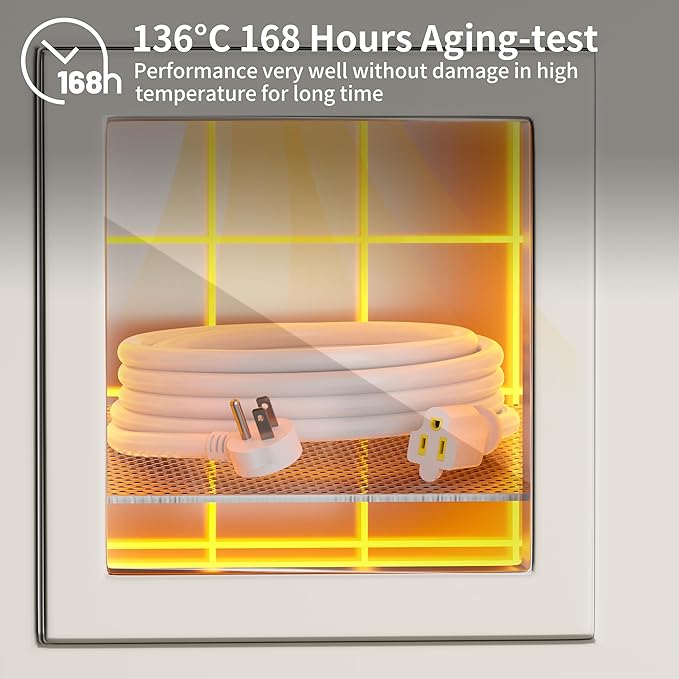 HUANCHAIN 14 Gauge 1 Feet (3 Pack) Flat Plug Extension Cord White Indoor Outdoor, Heavy Duty 3 Prong Grounded Low Profile Extension Wire Flexible, 15A 1875W 125V 14AWG SJTW, ETL Listed