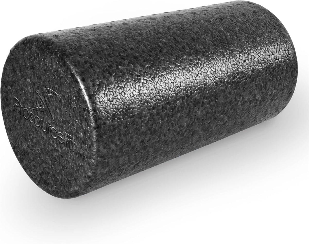 ProsourceFit High Density Foam Roller - 12-Inch Firm Massage Tool for Back Stretching & Muscle Recovery | Black