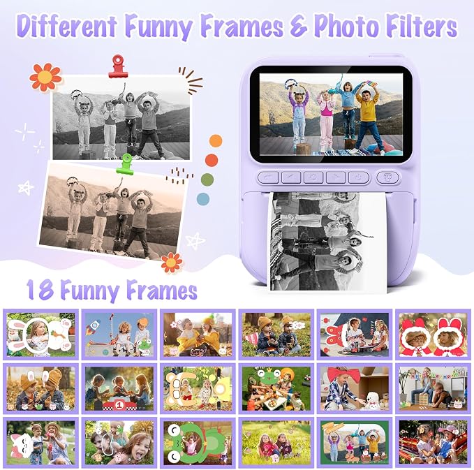 Kids Camera Instant Print, 3.0" HD 32MP Kids Camera Christmas Birthday Gifts
