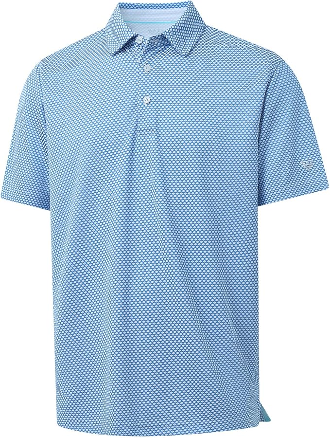 M MAELREG Golf Shirts for Men Moisture Wicking Jacquard Breathable Performance Dry Fit Collared Mens Polo Shirts Short Sleeve