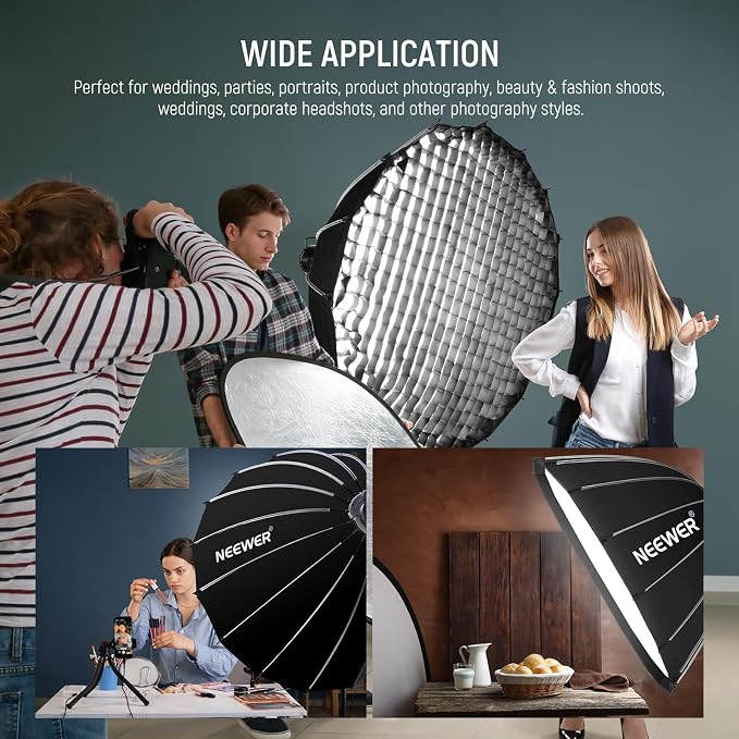 NEEWER Parabolic Softbox Kit, 47.2" Bowens Mount Soft Box