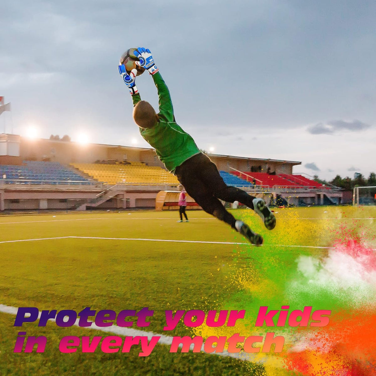 Sportout Kids Goalkeeper Gloves - Non-Slip Latex Material with Double Wrist Protection | Durable Soccer Gear