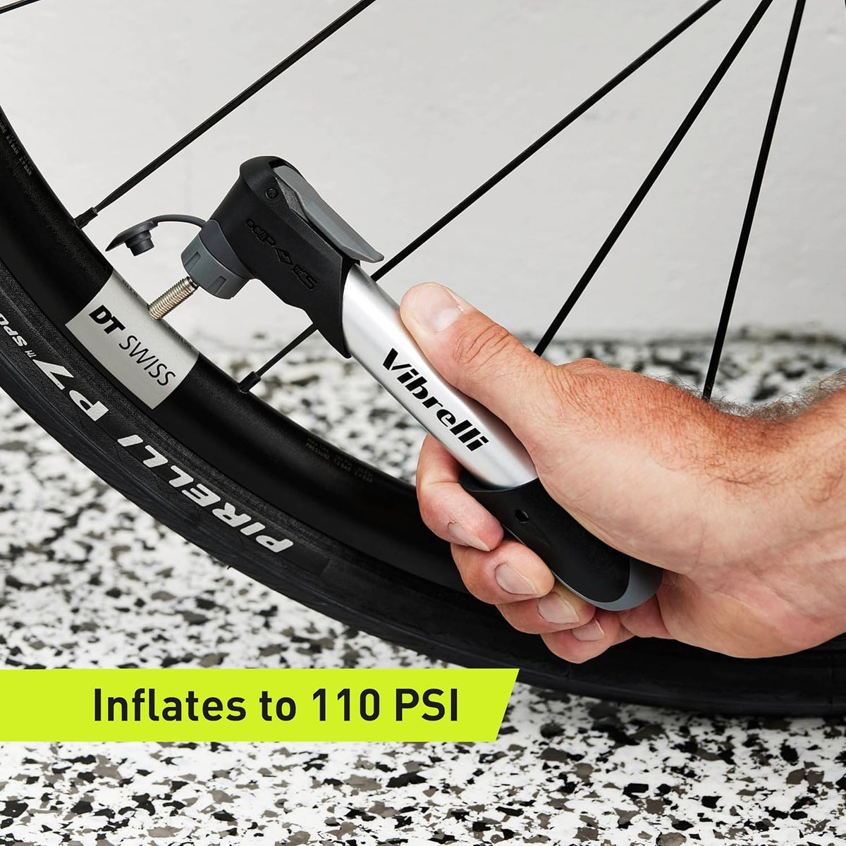 Vibrelli Mini Bike Pump - 120 PSI Presta & Schrader Tire Pump for Road and MTB - No Valve Change Required