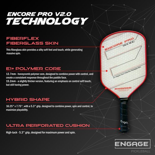Engage Encore Pro V2.0 12.7mm Pickleball Paddle Playability with Power | Hybrid - Crimson Red (Crimson Red, 15.2 MM (Thick))