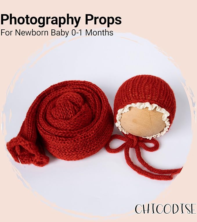 Newborn Photography Props Wraps & Ruffle Edge Bonnet