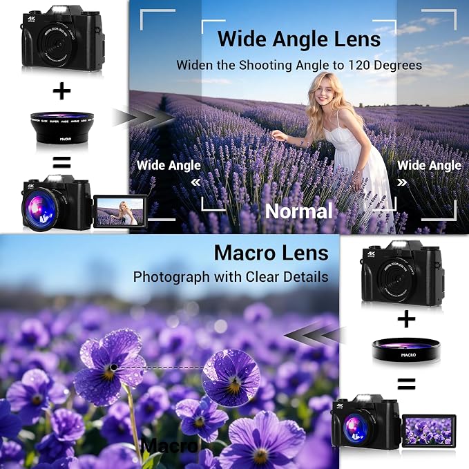 Camera Digital, 75MP WiFi 4K Vlogging Video Camera