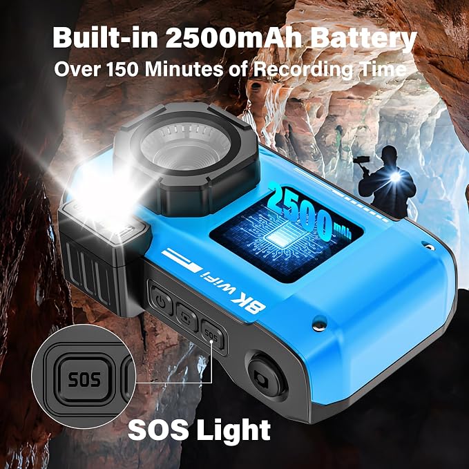 8K Underwater Camera, WiFi 33FT 70MP Waterproof Camera