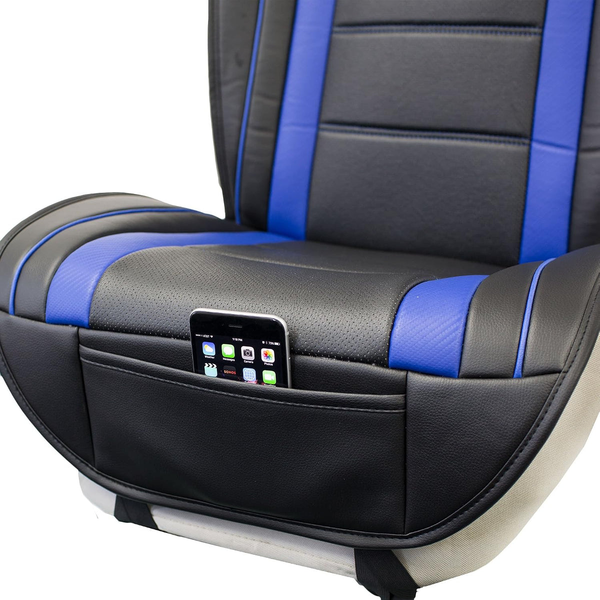 FH Group Car Seat Cover Cushion - 2 Pack Seat Covers for Cars Trucks SUV, Faux Leather Car Seat Cushions, Waterproof Car Seat Cover Cushion, Universal Fit Car Seat protector Front Set Blue