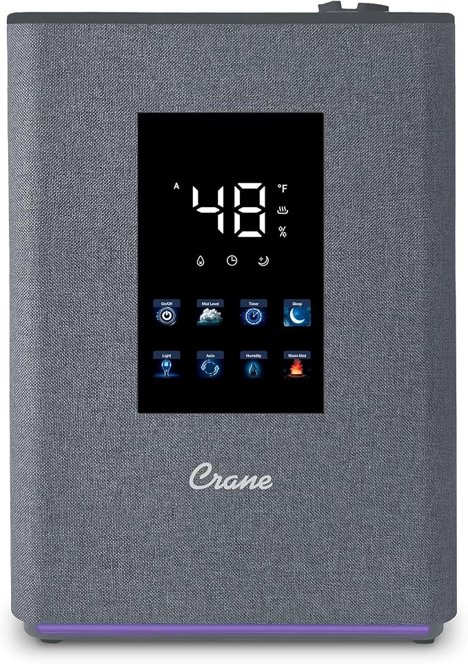 Crane 4.5L Warm and Cool Mist Humidifier, Top Fill Ultrasonic Humidifier for Large Room, Bedroom, Baby Nursery, Easy Clean, Humidifier with Essential Oil Tray, Humidifier with Humidistat & Remote
