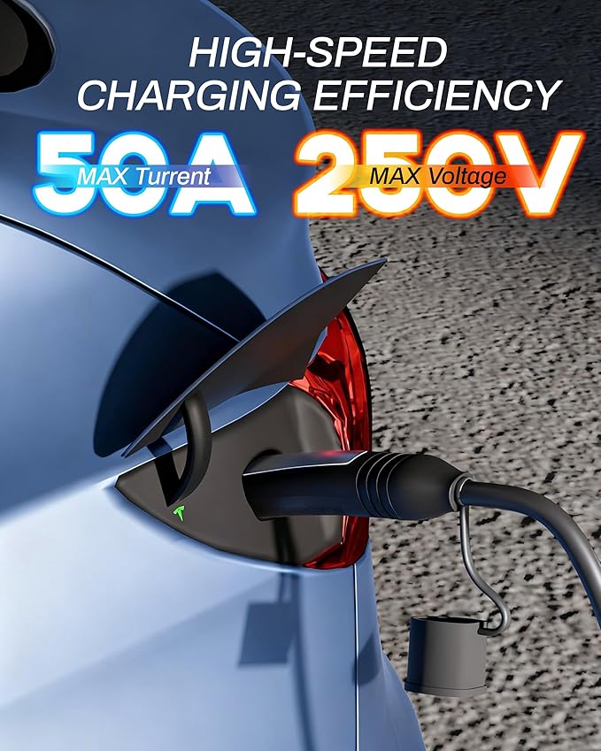 22ft Extension Cord for Tesla Charger 11kW 50A 240V Extension Cable for NACS Charger Compatible with Model 3/Y/X/S/Cybertruck, Extension Cord with NACS Plug for Level 1 & 2 Tesla Wall Connector