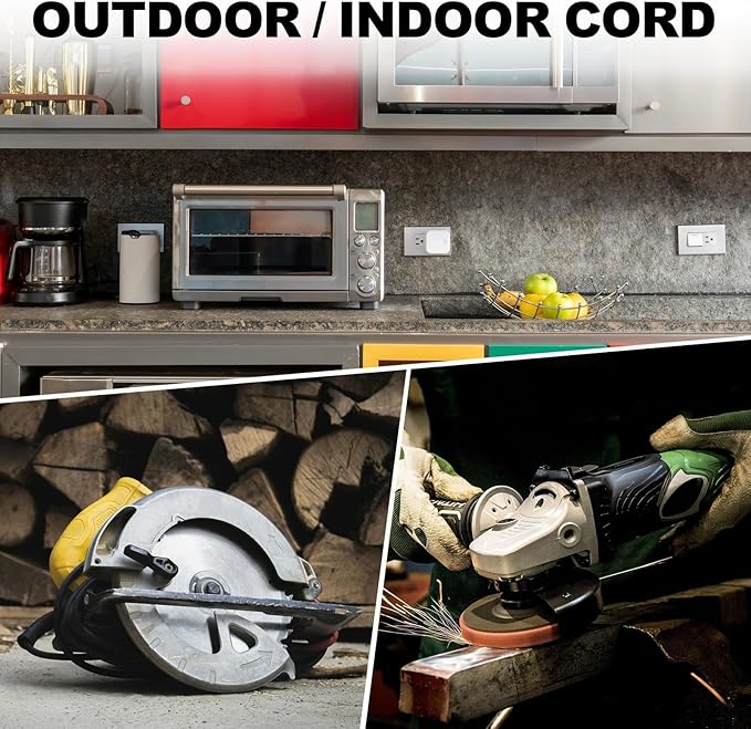 EP 50 Ft Outdoor Extension Cord with 3 Electrical Power Outlets - 16/3 SJTW Green Cable with 3 Prong Grounded Plug for Safety Great for Christmas Lights, Garden and Major Appliances