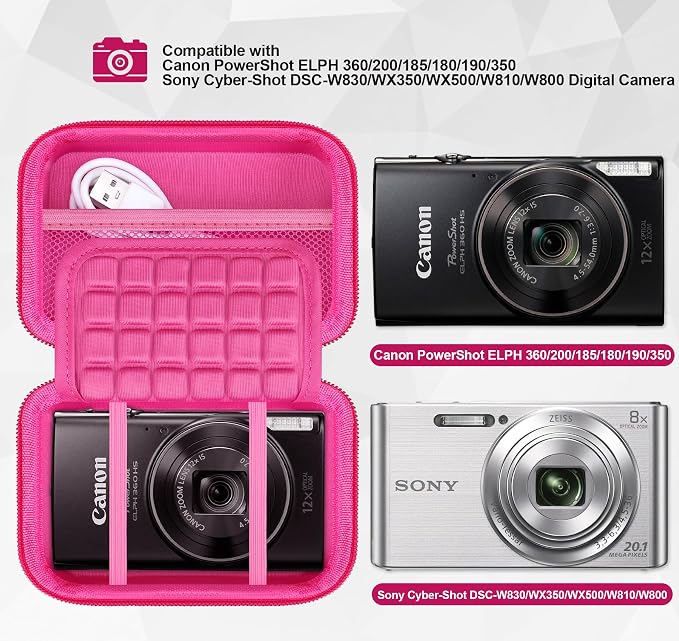 Lacdo Camera Carrying Case for Canon PowerShot ELPH 360/200/185/180/190/350