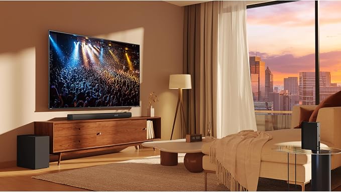 Hisense HS5100 5.1ch Soundbar with Wireless Subwoofer, Dolby Audio, DTS Virtual:X, Rear Surround Speakers, Center Speaker, HDMI ARC, Bluetooth 5.3, Remote Control
