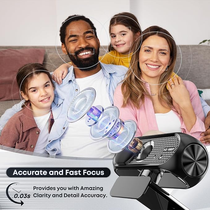 2K Webcam with Microphone, Noise Cancellation, Privacy Cover, Wide-Angle Lens