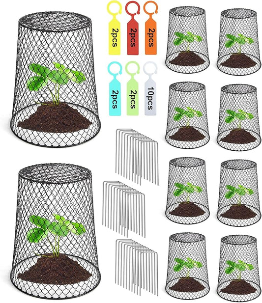 10 Pcs 6.8"×7.4" (Multiple Sizes/Quantities Available) Seedling Plant Protectors from Animals, Chicken Wire Plant Cage Garden Cloche to Protect Plants Vegetables from Rabbits Squirrels Chicken