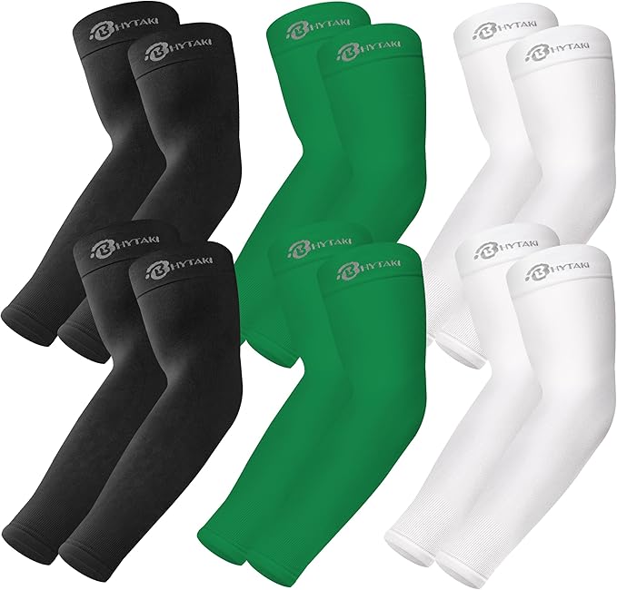 BHYTAKI UV Sun Protection Arm Sleeves, UPF 50 Sports Cooling Arm Compression Sleeves for Men Women Teenager