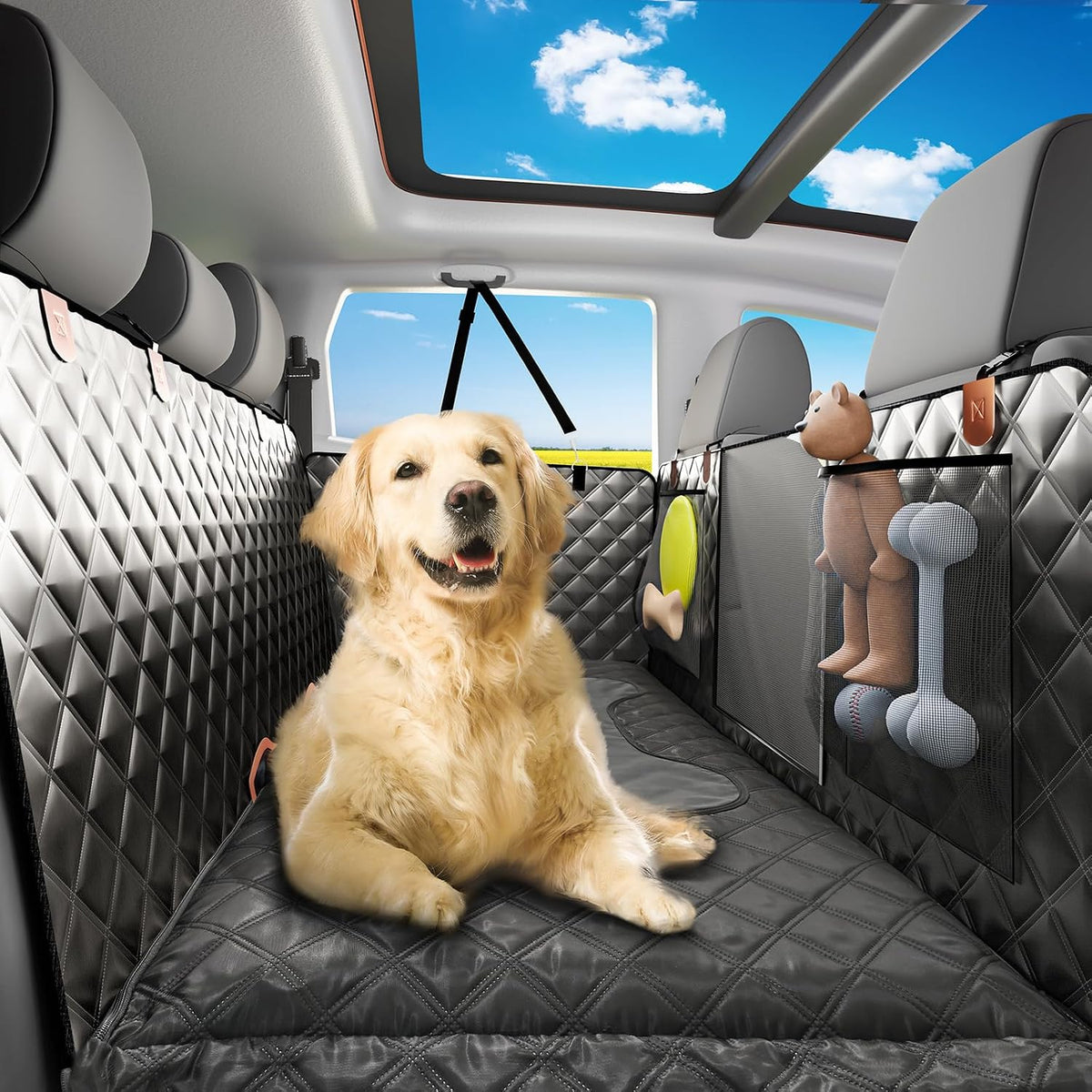 Dog Back Seat Cover Hard Bottom Truck Back Seats Protector, Large Backseat Extender for Dogs, Car Pet Rear Seat Covers Waterproof Dog Hammock Travel Accessories for Truck