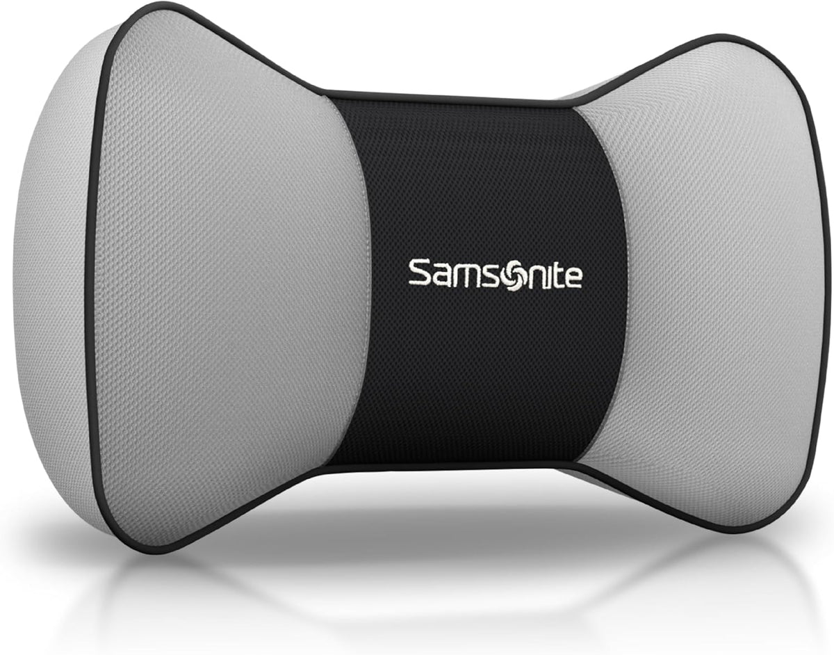 SAMSONITE, Infused-Gel Car Neck Pillow with Airflow Memory Foam, Headrest Support Cushion for Driving, Universal - Fits Any Vehicle, Including SUVs and Trucks, Washable Cover, Black…