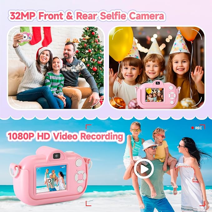 Kids Camera for Toddler Girls Boys Aged 3-9, YEEHAO 32MP Kids Toys Digital