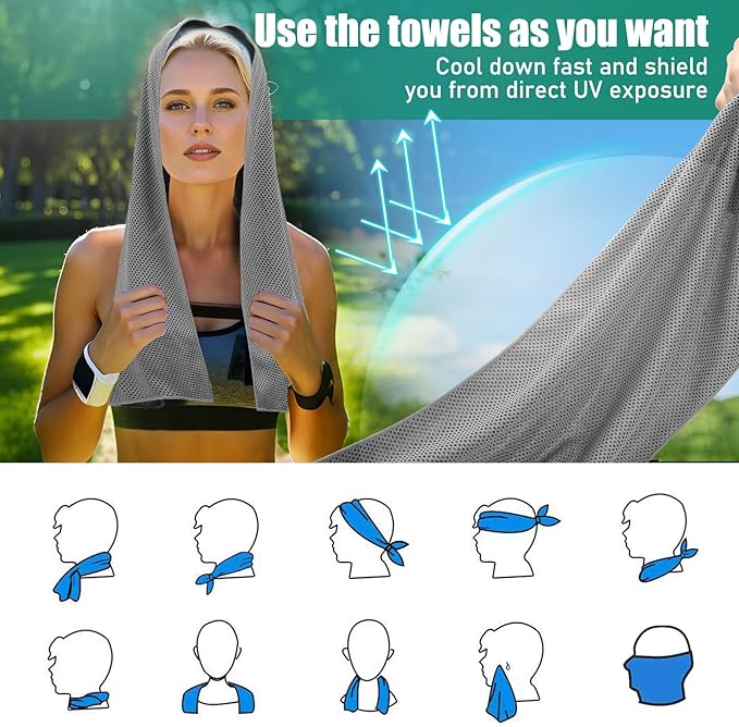 Cooling Towels Pack of 30, 40"*12" Neck Cool Towel Bulk, Cold Towels for Neck and Face, Cooling Rags Sports Towel for Hot Weather, Running, Soccer, Yoga, Gym, Golf