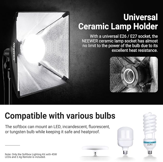 NEEWER 24"x24" 450W Equivalent Softbox Lighting Kit