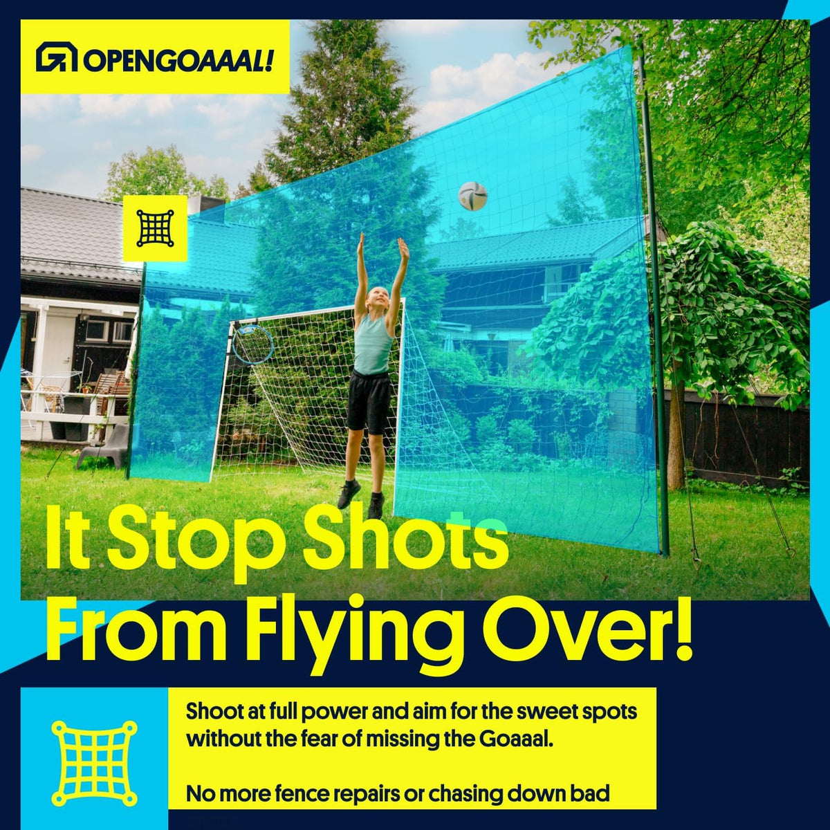 Open Goaaal 3-in-1 Soccer Training Rebounder | Versatile Soccer Goal for Volley & Passing - Outdoor Backyard Sports
