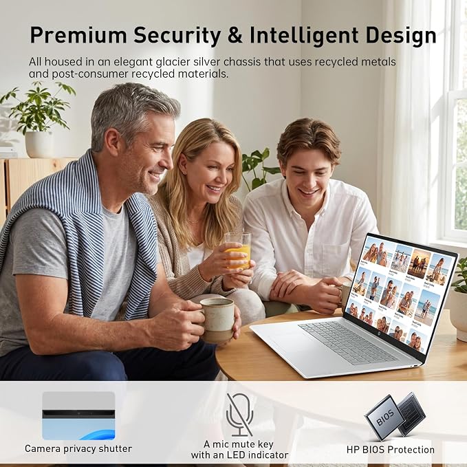 HP OmniBook 17.3” Touchscreen Next Gen AI Laptop, Latest AMD Ryzen 5 CPU | 16GB DDR5 RAM, 512GB SSD, Copilot Key, AMD Radeon 660M Graphics, Backlit Keyboard, Win11 Home, Silver, w/ Wireless Mouse