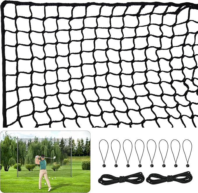 Nylon Golf Hitting Net 10-50FT,Easy Setup Hitting Net with Rope and Elastic Buckle, Sturdy Golf Netting,Weatherproof Sports Net,Backstop Net for Golf, Baseball, Softball,Hockey, Soccer