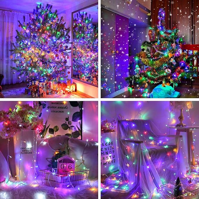 String Lights Multicolor - 220 LEDs 25m/82ft 8 Modes End-to-End Plug in Indoor/Outdoor Waterproof Decorative Fairy Twinkle Rainbow Christmas Tree Lights for Xmas/Patio/Room/Home/New Year - Colorful