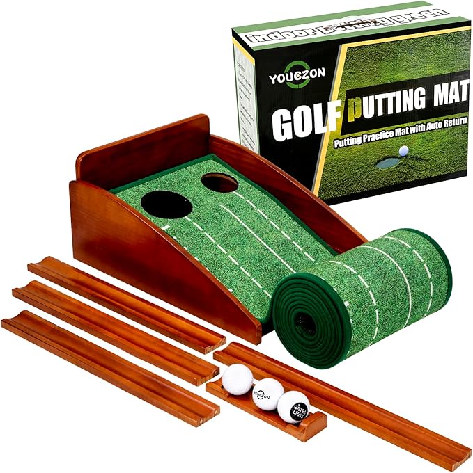 Putting Green Indoor,Golf Putting Mat with Auto Ball Return,Premium Crystal Velvet Surface, Practice Putting mat, Perfect Training Aid & Gift for Golf Lovers Christmas