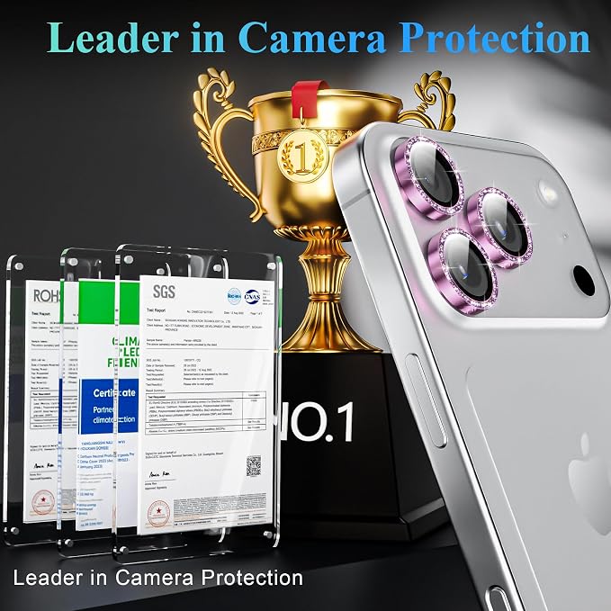 YWXTW Camera Lens Protector for iPhone 17 Pro/iPhone 17 Pro Max, Tempered Glass