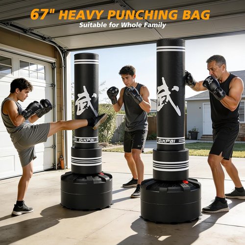 GIKPAL Freestanding Punching Bag - 67'' Heavy Boxing Bag with Gloves | Low-Noise Kickboxing for Home & Office
