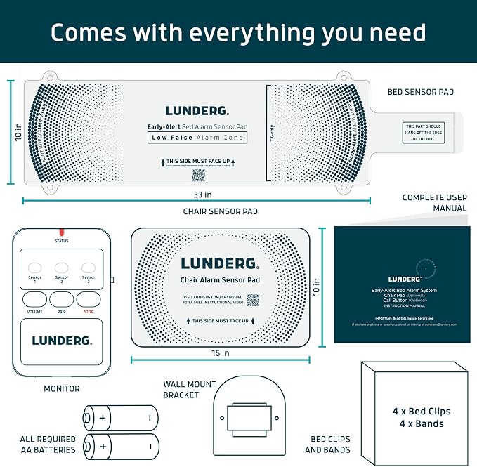 Lunderg Wireless Early Alert Bed & Chair Alarm Set