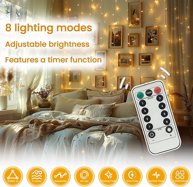 Warm White Led Connectable String Lights, 8 Modes Christmas String Light Plug in Classroom Lights, 33ft 100 LED Fairy Twinkle Light Outdoor for Christmas Tree Decor