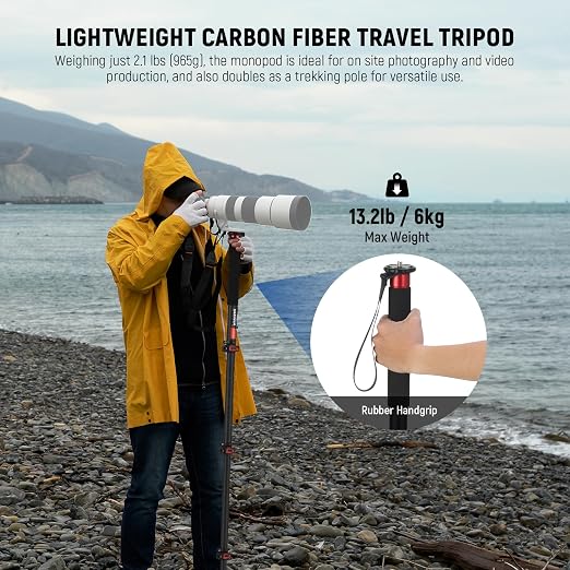 NEEWER 67.7" Camera Monopod Stand, Lightweight Carbon Fiber Travel Tripod