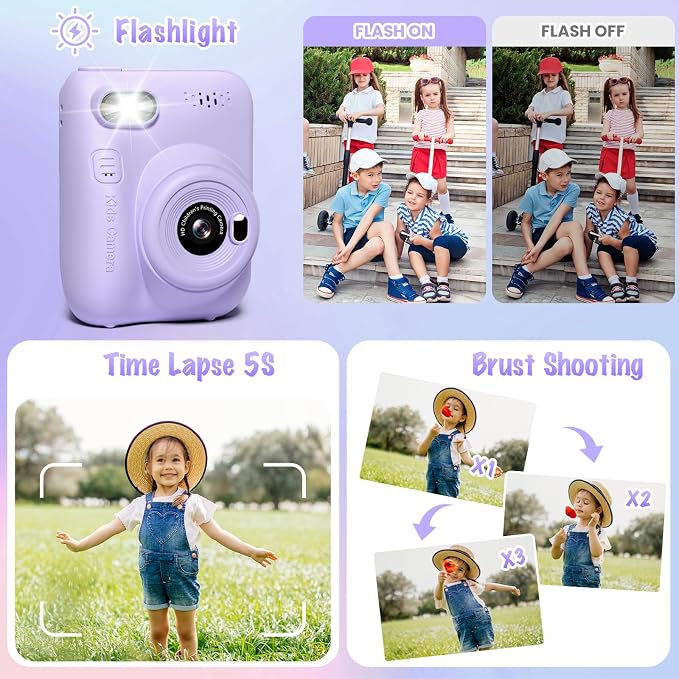 Kids Camera Instant Print, 3.0" HD 32MP Kids Camera Christmas Birthday Gifts