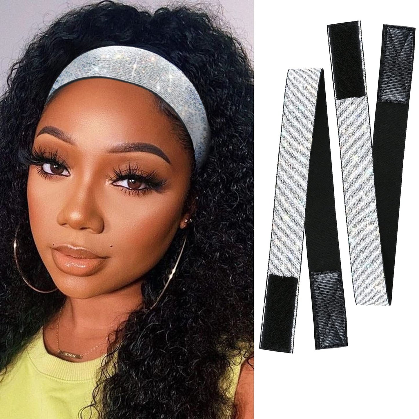 2Pcs Silvery Elastic Bands For Wig, Lace Melting Band To Lay Edges, 60Cm Wig Band For Keeping Wigs In Place,Elastic Band For Lac