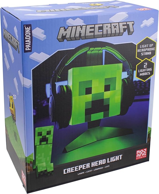 Minecraft Creeper Headphone Stand - Officially Licensed Merchandise, Lights Up with 2 Lighting Modes, Gamer Headset Stand Powered by USB, Gaming Room Decor, 23.7cm (9.3") | Paladone
