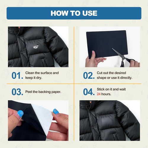 KING MOUNTAIN Self-Adhesive Nylon Fabric Repair Patch - Waterproof 9x11 Inch Kit for Quick Repairs | 4 Pcs (White)
