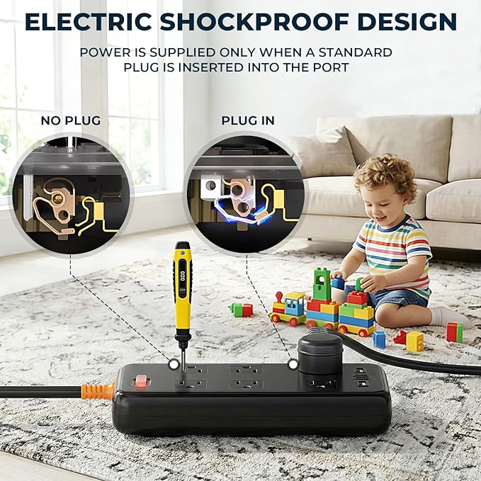 Outdoor Power Strip Weatherproof, IPX6 Waterproof Surge Protector with 6 Wide Outlets and 2USB A&2USB C, 1625W/13A, 6FT Extension Cord, Wall Mountable for Indoor Outdoor, UL FCC Listed