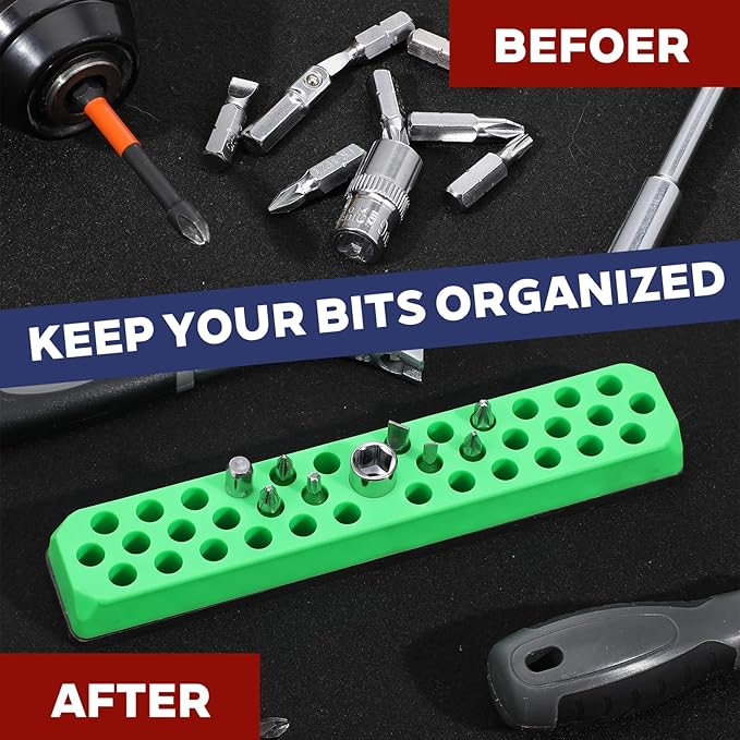 4 Pcs Magnetic Hex Bit Holders 1/4" Drill Bits Holder, 148 Holes Screwdriver Drill Bit Holder Tray with Magnetic Base, Hex Bits Organizer (4 Colors)