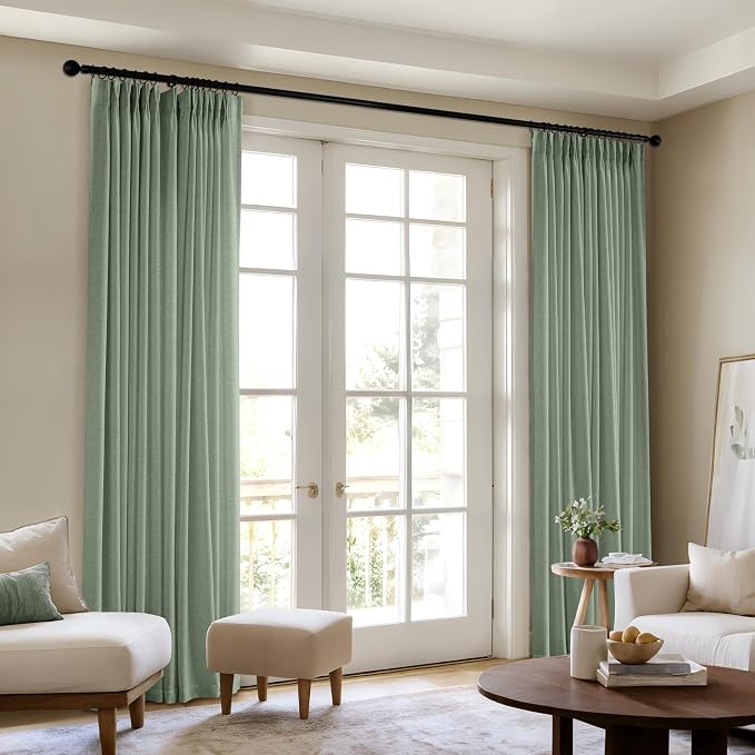 Memory Trained Pinch Pleated Curtains 80 Inches Long, Viral Linen Pinch Pleat