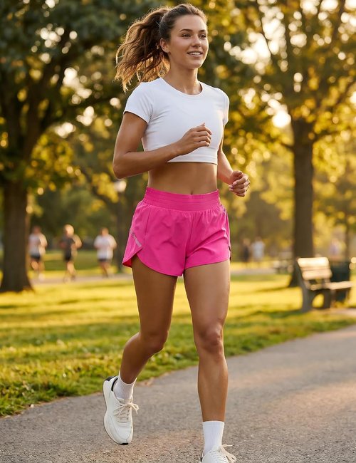 BMJL Womens Workout Gym Shorts Athletic Yoga High Waisted 2 in 1 Sporty Dolphin Running Shorts with Zip Pocket 2.5"