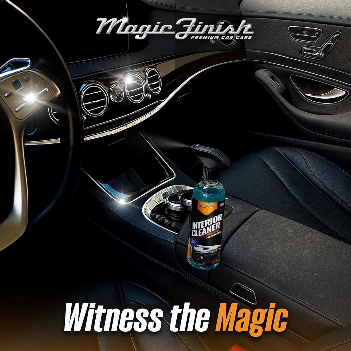 Magic Finish Interior Cleaning Spray (16 fl oz) – All-in-One Car Cleaner Spray for Seats, Dashboards & Consoles – Fast-Acting Car Cleaning Supplies for Rubber, Plastic, Carpet & Upholstery