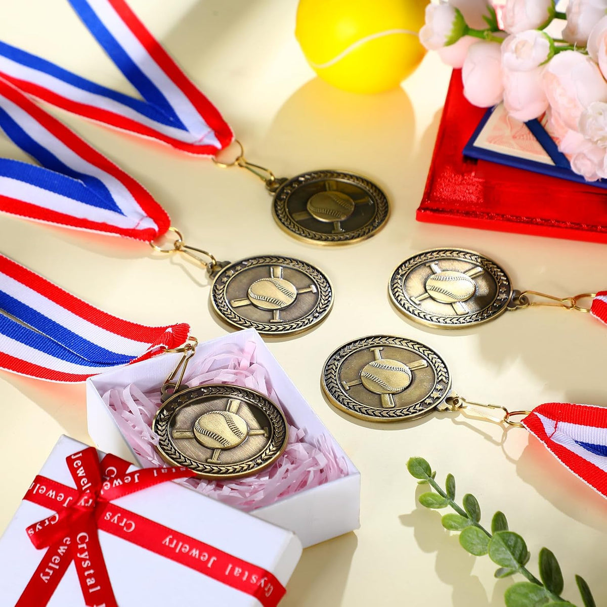 Remuuly Gold Award Medals - 60 Pcs 2 Inch Metal Trophies with Neck Ribbons for Sports Competitions