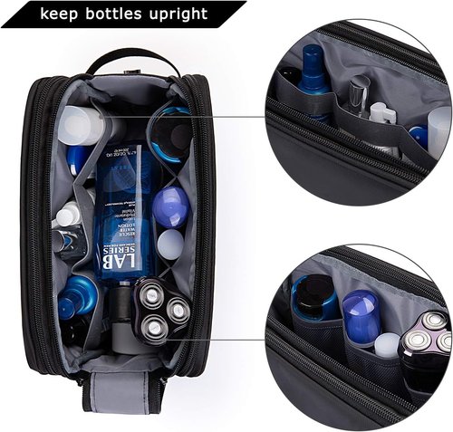 BAGSMART Toiletry Bag - Water-Resistant Travel Organizer Dopp Kit for Men | Medium Black