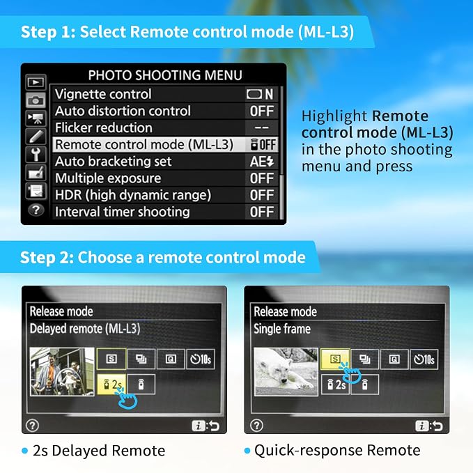 JJC Wireless Infrared Shutter Release Remote Control Replaces Nikon ML-L3