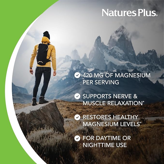 NaturesPlus KalmAssure Magnesium Powder - 1.15 lb, Pack of 2 - Orange Flavor - Supports Nerve and Muscle Relaxation - Non-GMO, Gluten Free, Vegan - 120 Total Servings